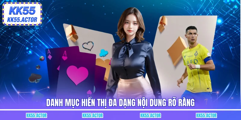 Danh mục hiển thị đa dạng nội dung rõ ràng